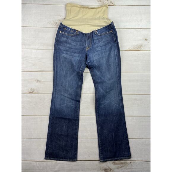 A Pea In The Pod 7 for All Mankind Jeans Maternity Sz 32 Stretch Denim Flare Leg - Picture 1 of 9